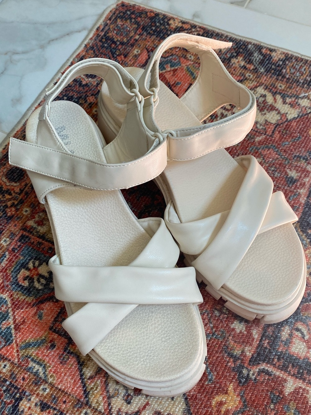 MIA Cream Platform Strappy Sandals